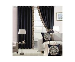 2 Pc's Luxury Velvet Embroidered Curtains With 2 Belts 08