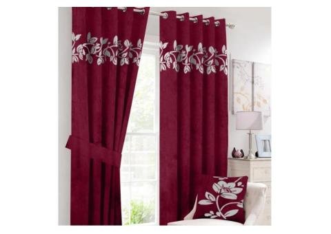 2 Pc's Luxury Velvet Embroidered Curtains With 2 Belts 36 - 2/2