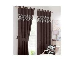 2 Pc's Luxury Velvet Embroidered Curtains With 2 Belts 32
