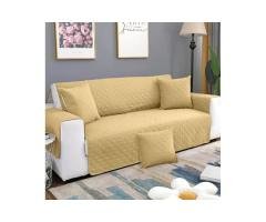 Quilted Cotton Sofa Covers Beige With Cushion Covers