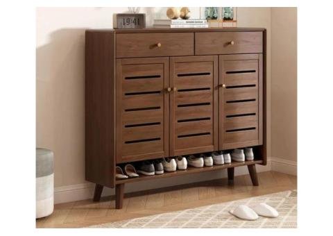 Shoe Rack with Internal Storage – Wooden Shoe Organizer Cabinet