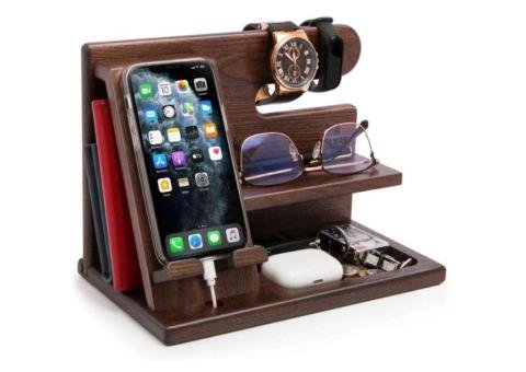Wooden Phone Docking Station | Multifunctional Desk Organizer