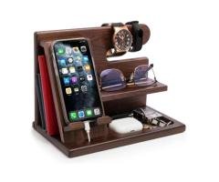 Wooden Phone Docking Station | Multifunctional Desk Organizer