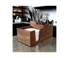 Wooden Tissue & Spoon Holder
