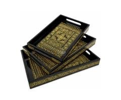 Naqshi Art Wooden Serving Tray Set