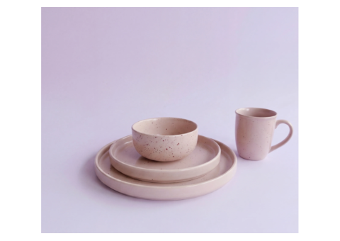 16-Piece Handmade Ceramic Breakfast Set – Old Rose Matte - 1/3