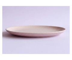 13 Inch Handmade Ceramic Rimless Rice Dish – Old Rose Matte