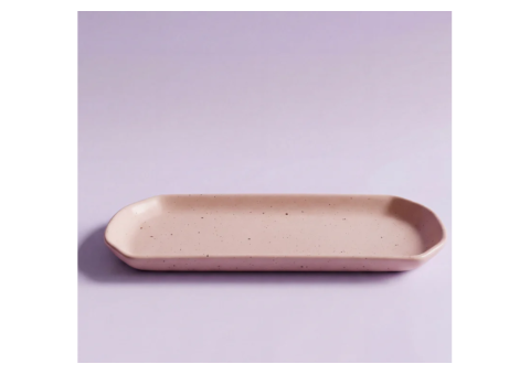 11.5 x 6 Inch Handmade Ceramic Rectangular Platter – Old Rose Matte - 1/3