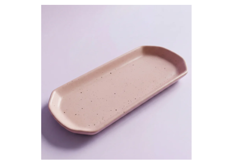 11.5 x 6 Inch Handmade Ceramic Rectangular Platter – Old Rose Matte - 2/3