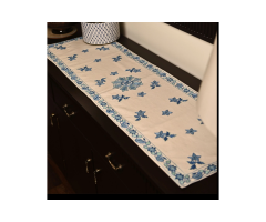 Bluebell Stitch Table Runner – Minimal Blue Embroidery Design