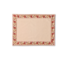 Floral Vine Placemat – Hand Embroidered Red Flower Design