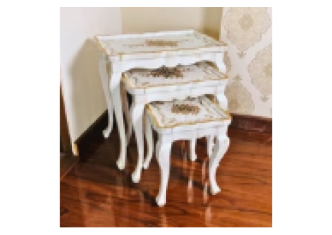 Fern Harmony Wooden Nesting Table – Hand Painted Floral Elegance - 2/5
