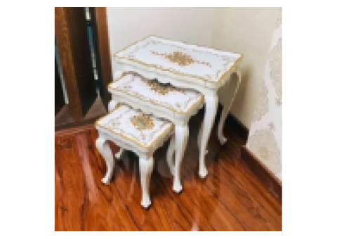 Fern Harmony Wooden Nesting Table – Hand Painted Floral Elegance - 5/5