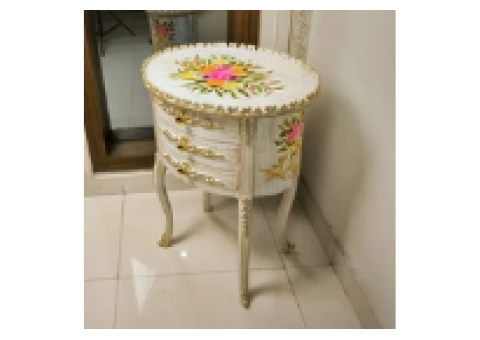 Orchid Oasis Oval Wooden Table – Elegant Storage Accent Piece - 1/4