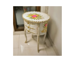 Orchid Oasis Oval Wooden Table – Elegant Storage Accent Piece