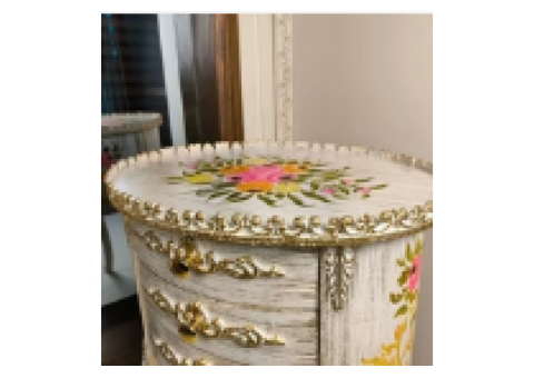 Orchid Oasis Oval Wooden Table – Elegant Storage Accent Piece - 2/4