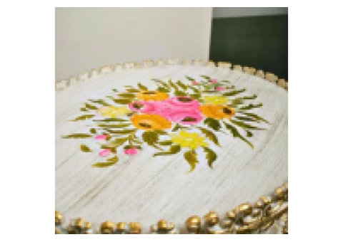 Orchid Oasis Oval Wooden Table – Elegant Storage Accent Piece - 4/4