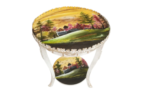 Opal Meadow French End Table – Hand Painted Wooden Accent