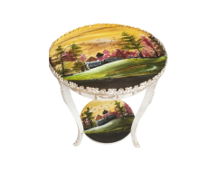 Opal Meadow French End Table – Hand Painted Wooden Accent