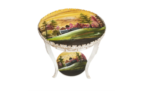 Opal Meadow French End Table – Hand Painted Wooden Accent - 2/2