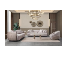 Waves Sofa Set – Modern Cream Fabric Luxury Seating