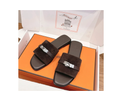 7 Premium Hermes Gabriel Suede Footwear Slides