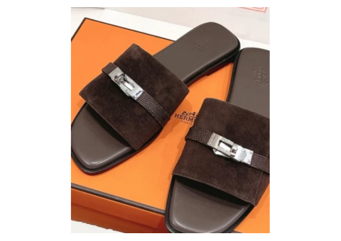 7 Premium Hermes Gabriel Suede Footwear Slides - 2/2