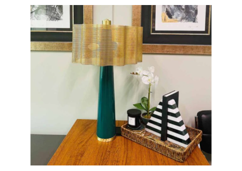 Nox Table Lamp: Teal & Gold Luxury Accent Lighting - 2/2