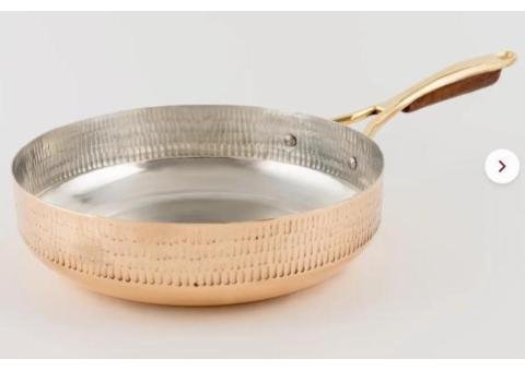 Copper Frying Pan with Brass & Wood Handle - 2/2