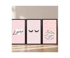 Pink Love Wall Art – 3 Panel