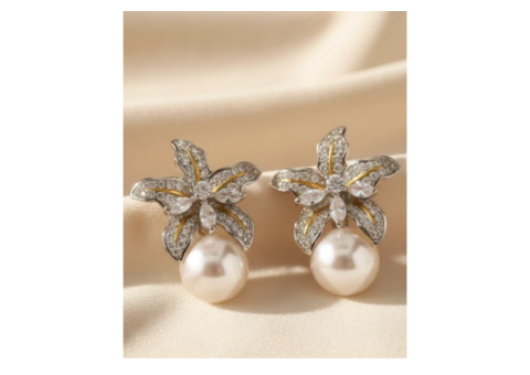 Floral Drop Stud Earrings: 7 Elegant Touches of Crystal Beauty - 2/2