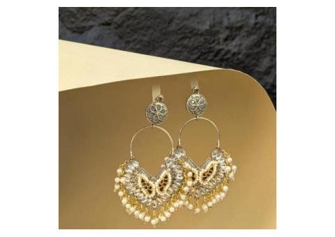Chandbali Drop Antique Earrings - 2/2