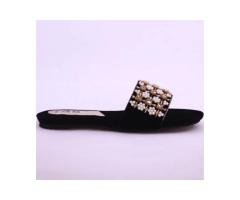 Women's Fancy Flat Slippers – DA825 (Black)