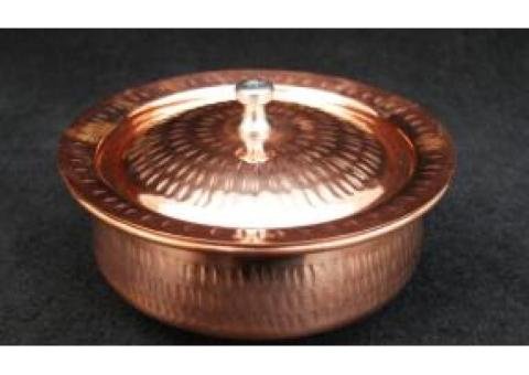 Pure Copper Handi for Serving – 750g Capacity | 7-Inch | Hammered Design