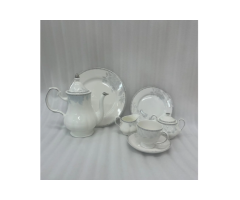 24-Piece Porcelain Tea Set: 7 Elegant Grey Floral Features