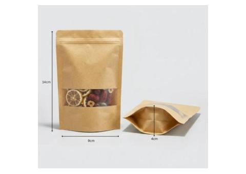 Brown Kraft Stand Up Pouch with Clear Window