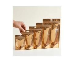 Golden Aluminum Foil Stand Up Pouch with Clear Window