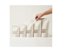 White Kraft Stand Up Pouch with Matte Window