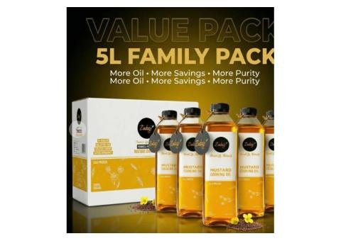 Cold Pressed Mustard Oil 5L Family Value Pack (Sarson Ka Tel)
