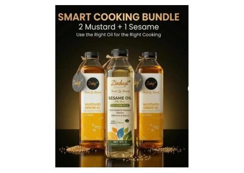 Smart Cooking Oil Bundle – 2 Mild Mustard Oil + 1 Sesame Oil
