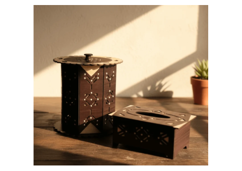 7 Elegant Wooden Basket & Tissue Box Set Designs - 2/3