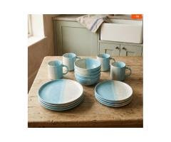 Dinner Set – Sky Blue and White Ceramic Set (16 PCS)