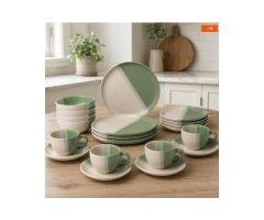Green and White Ceramic Set