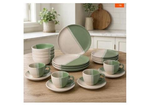 Green and White Ceramic Set - 2/2