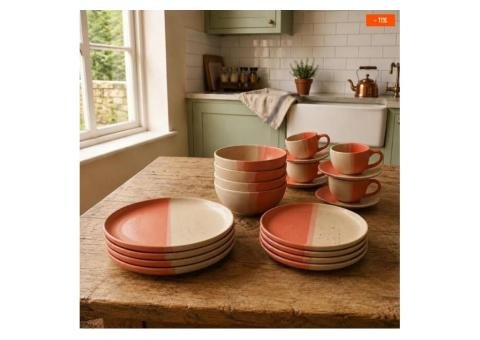 Pink and White Ceramic Set