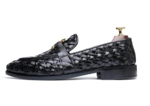 Premium Royal Ring Knitting Black Shoes - 4/4