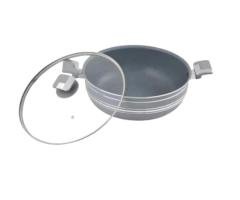 Domestic Non-Stick Marble Wok (Karahi) with Lid