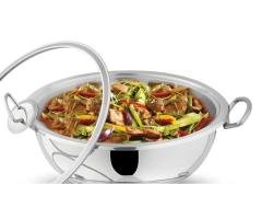Alpha Stainless Steel Wok/Karahi with Glass Lid