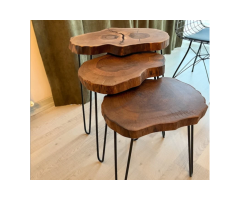Live Edge Sheesham Coffee Table | Solid Wood with Metal Legs