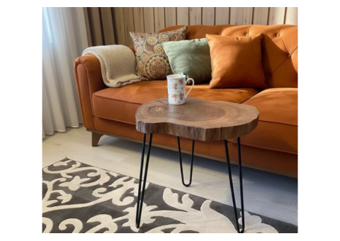 Live Edge Sheesham Coffee Table | Solid Wood with Metal Legs - 4/5